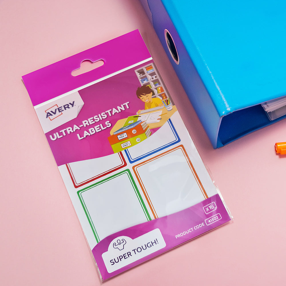 Avery Kids Ultra-Resistant Labels Assorted Colours 4up 4 Sheets - Cafe Supply