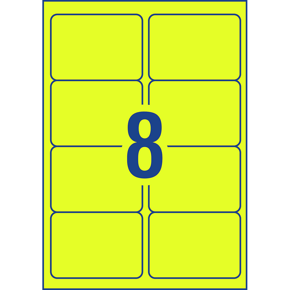 Avery Shipping Label L7165FY Fluoro Yellow 99.1x67.7mm 8up 25 Sheets - Cafe Supply