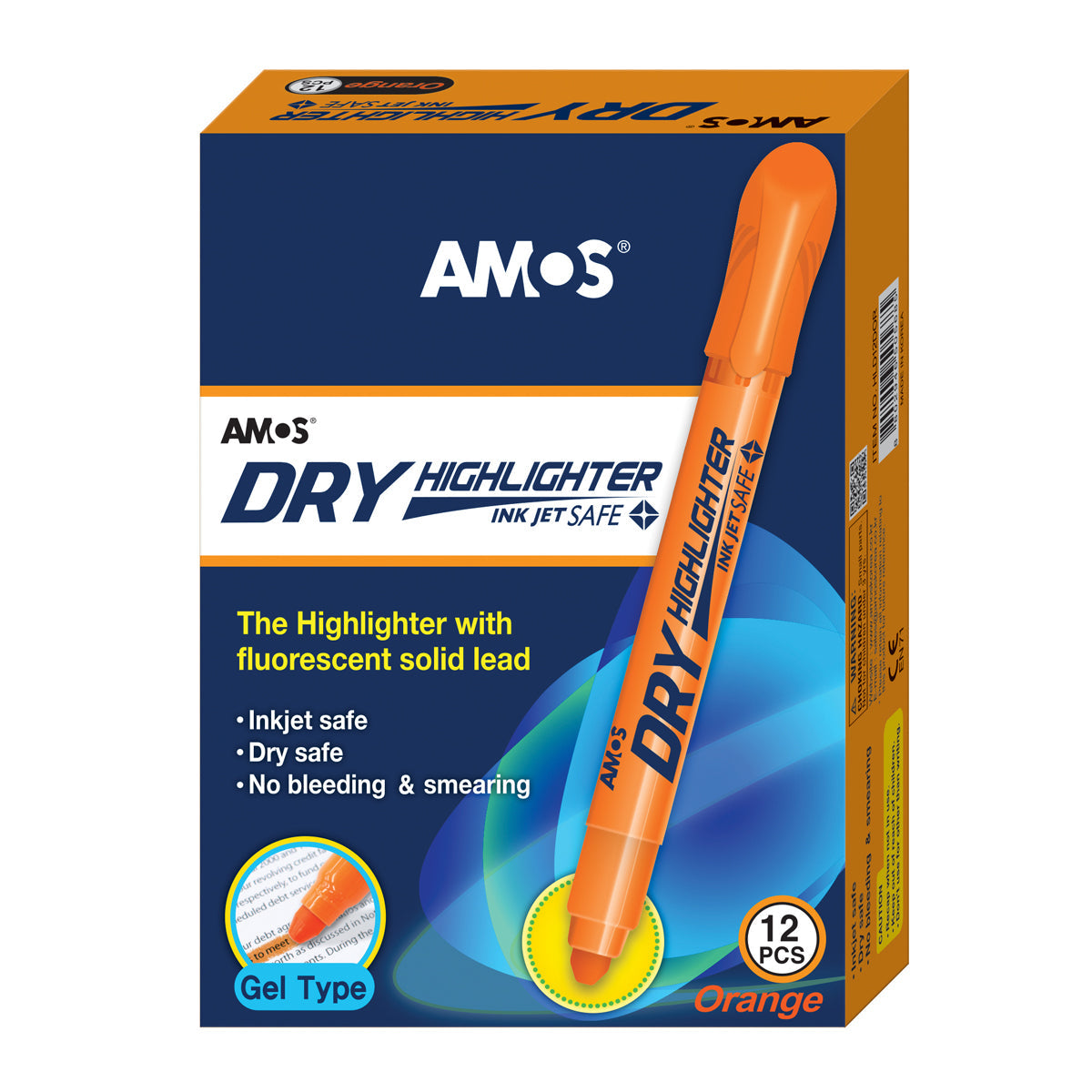 Amos Dry Highlighter Fluoro Orange - Cafe Supply
