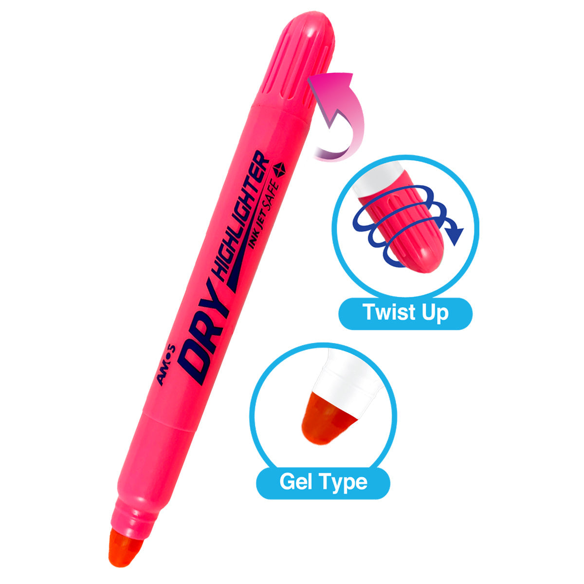 Amos Dry Highlighter Fluoro Pink - Cafe Supply