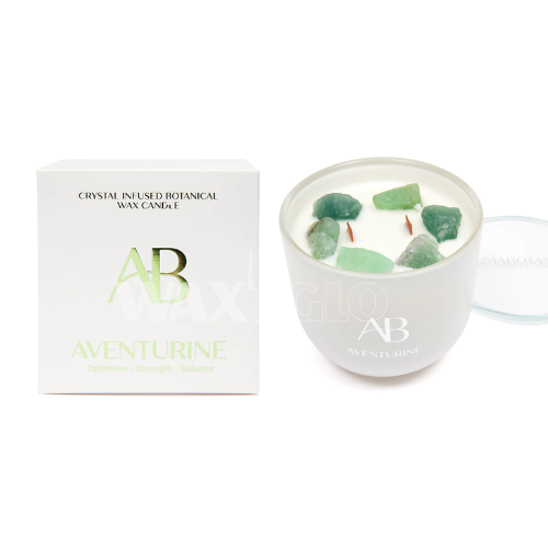 340g Jar Candle with Crystals - Aventurine - Cafe Supply