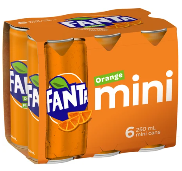 Fanta Orange Soft Drink Mini Cans 6 x 250ml