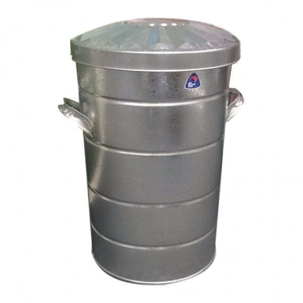 Galvanised Rubbish Bin 60L with Lid - Cafe Supply