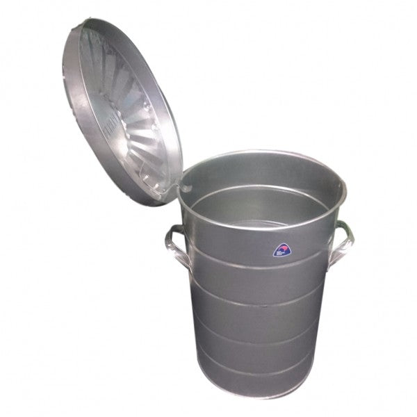 Galvanised Rubbish Bin 60L with Lid - Cafe Supply