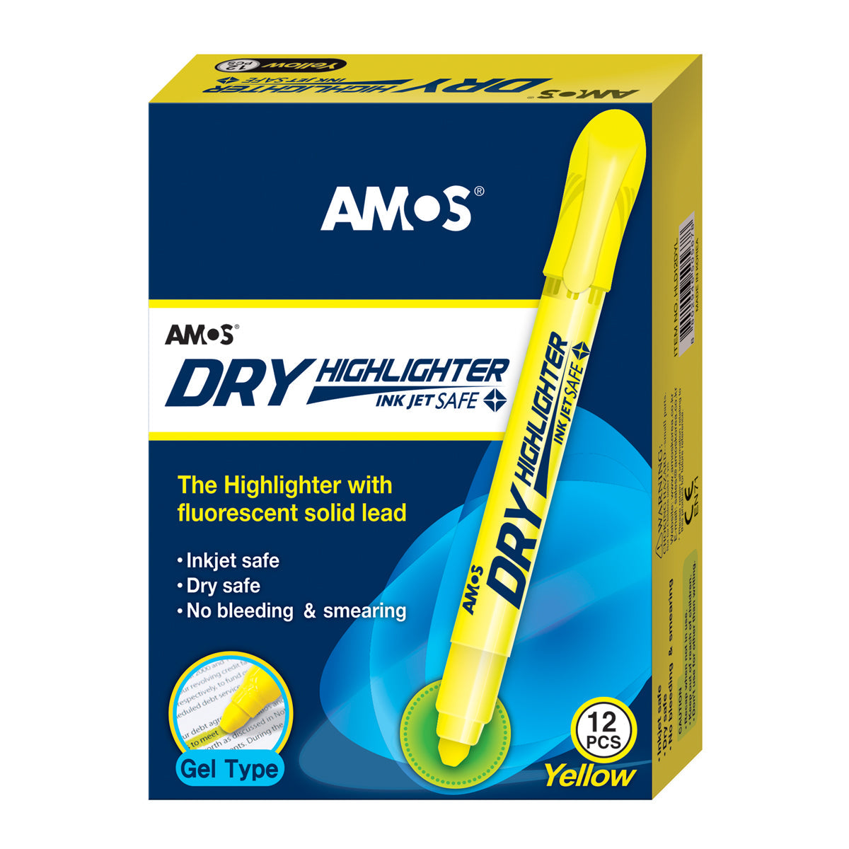 Amos Dry Highlighter Fluoro Yellow - Cafe Supply