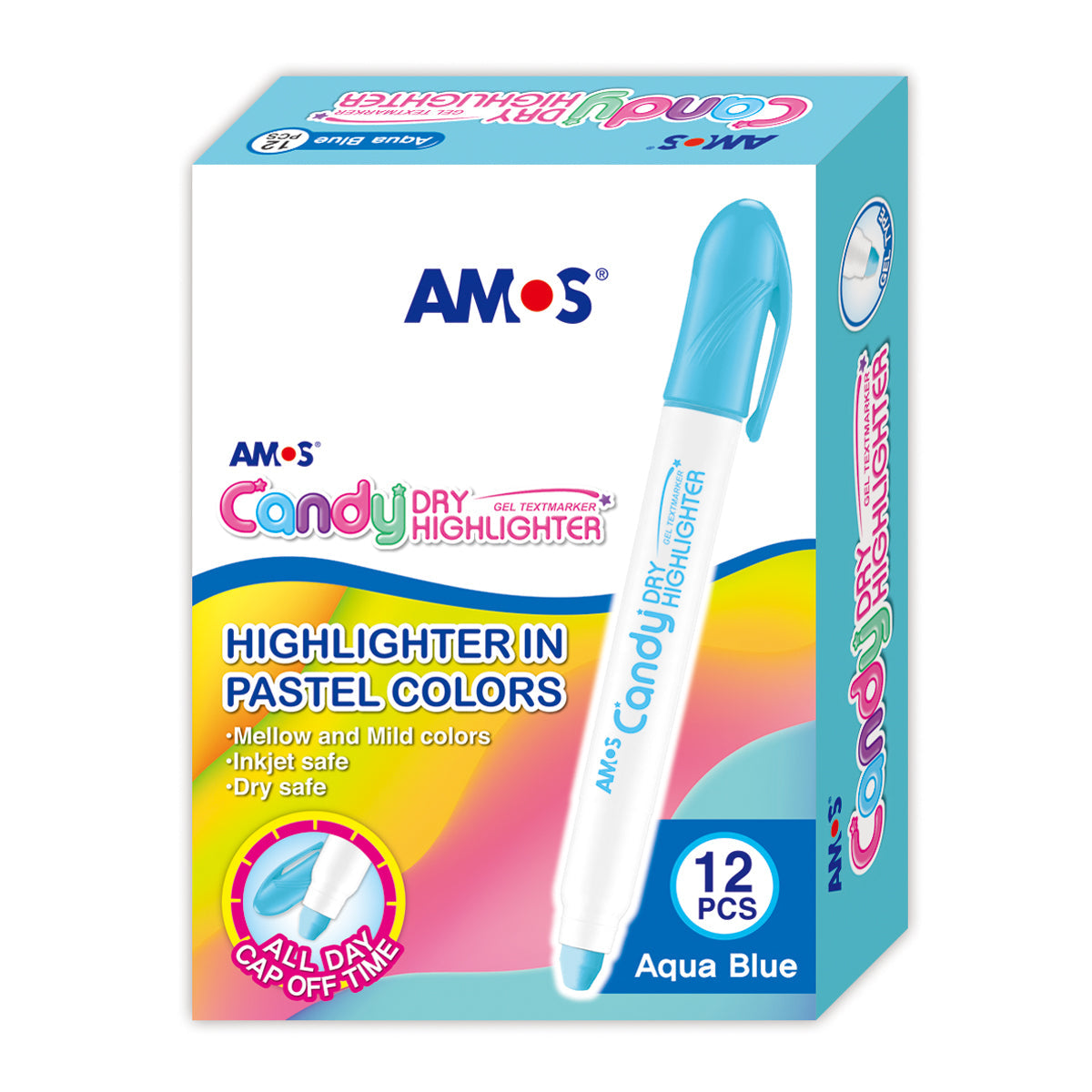 Amos Dry Highlighter Pastel Aqua Blue - Cafe Supply