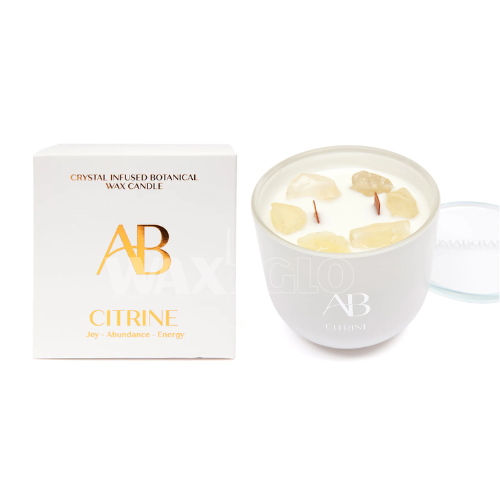 340g Jar Candle with Crystals - Citrine - Cafe Supply