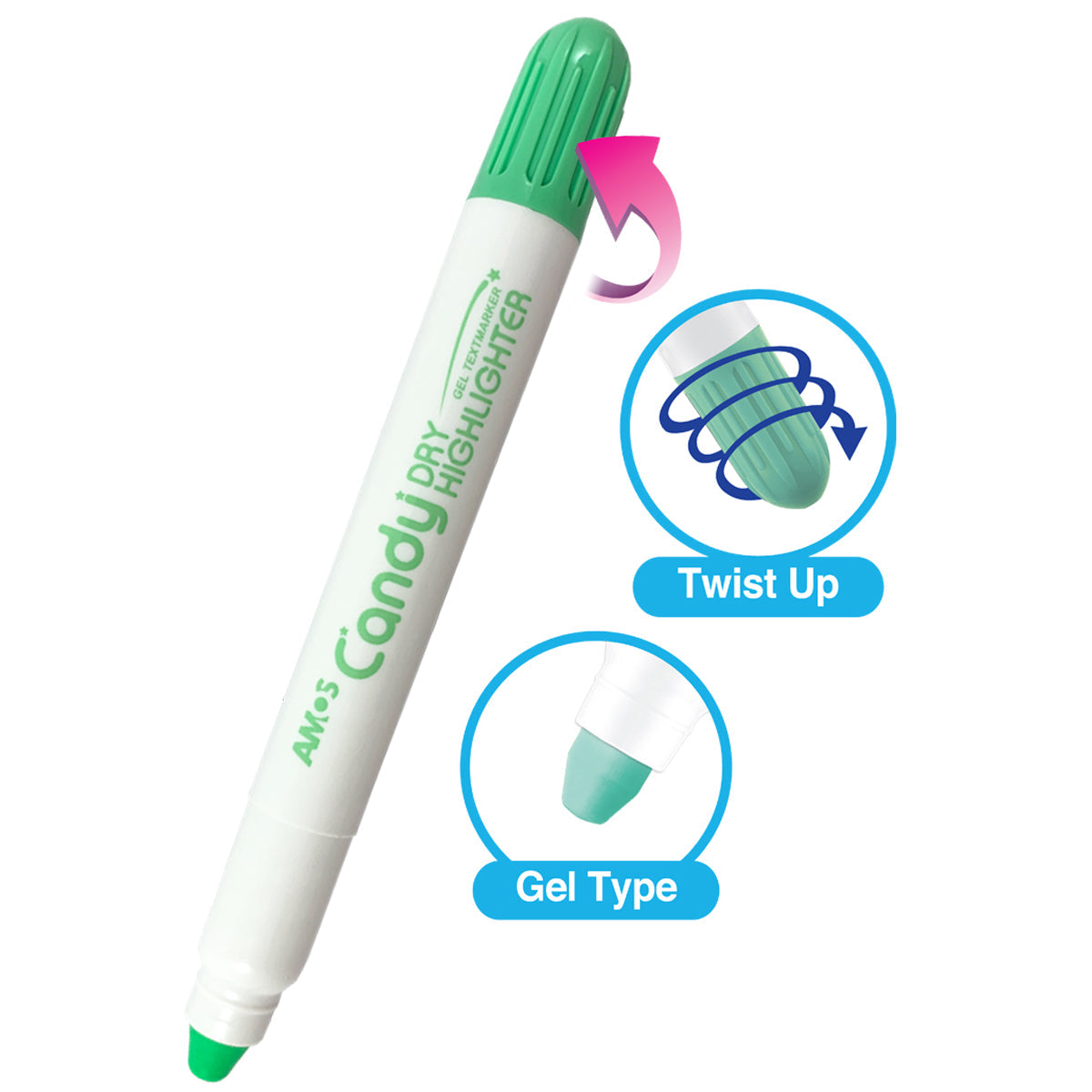 Amos Dry Highlighter Pastel Emerald Green - Cafe Supply