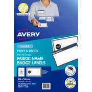 Avery "Hello! My Name Is" Fabric Print & Divide Name Badges Laser 88x52mm 150 Labels L7428