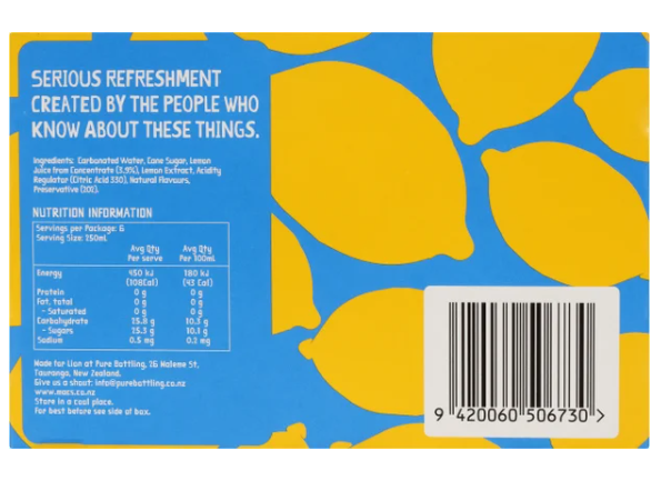 Mac's Lemon Crush 6 x 250ml