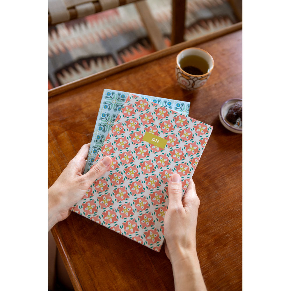 Letts of London Diary Morocco A5 Week to View Coral Even Year