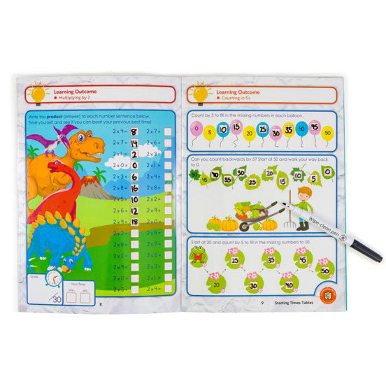 LCBF Wipe Clean Learning Book Starting Times Tables w/Marker - Cafe Supply