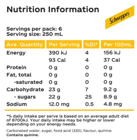 Schweppes Indian Tonic Water Cans 6 x 250ml - Cafe Supply