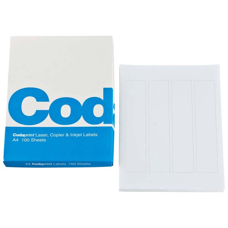 Codafile Label Codaprint 4 Per Sheet Box 100 - Cafe Supply
