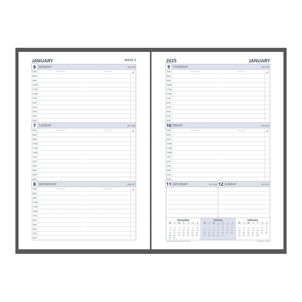 Debden Personal Dayplanner Refill 2025 Week to View