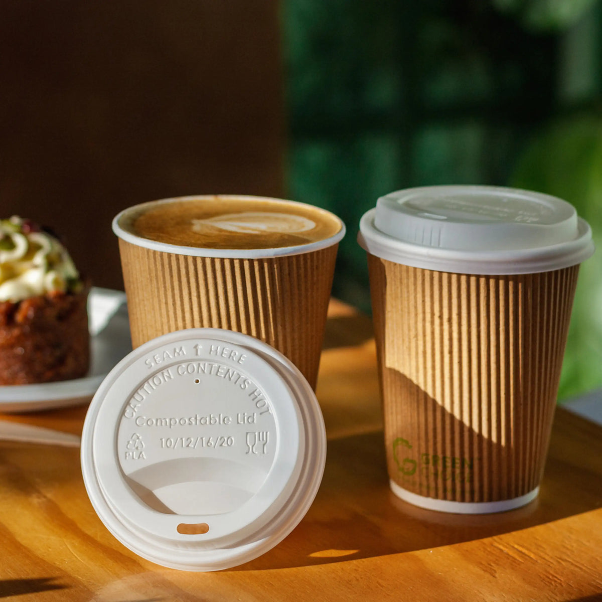 Green Choice CPLA Lids - White - 8/12/16oz