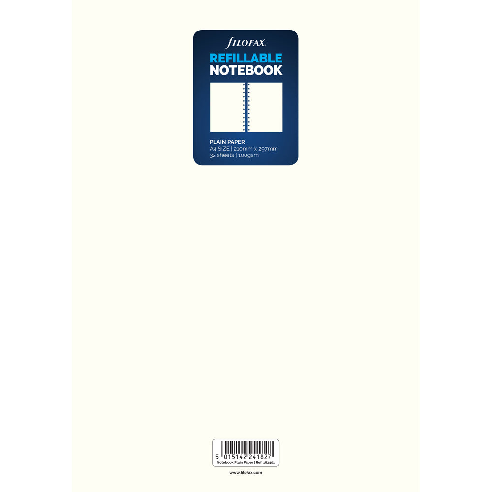 Filofax Notebook A4 White Plain Refill - Cafe Supply