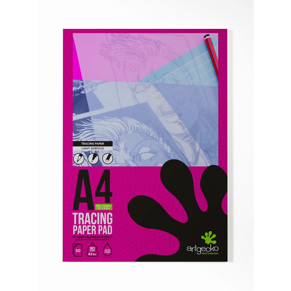 ArtGecko Pro Tracing Pad A4 50 Sheets 90gsm Light Surface Paper - Cafe Supply