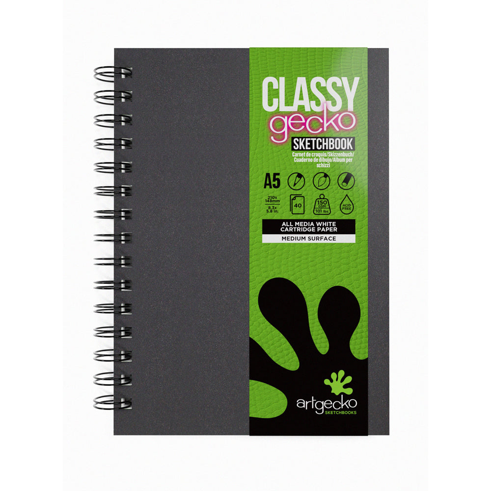 Artgecko Classy Sketchbook A5 80 Pages 40 Sheets 150gsm White Paper - Cafe Supply