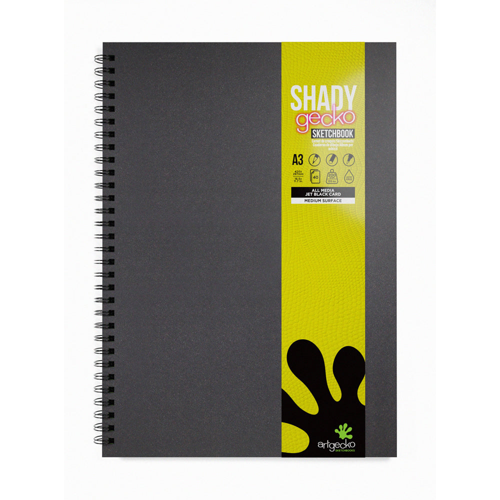 Artgecko Shady Sketchbook A3 80 Pages 40 Sheets 200gsm Black Toned Card - Cafe Supply
