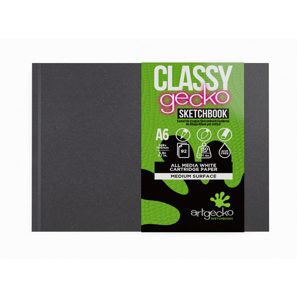 Artgecko Classy Sketchbook Casebound A6 Landscape 92 Pages 46 Sheets 150gsm White Paper - Cafe Supply