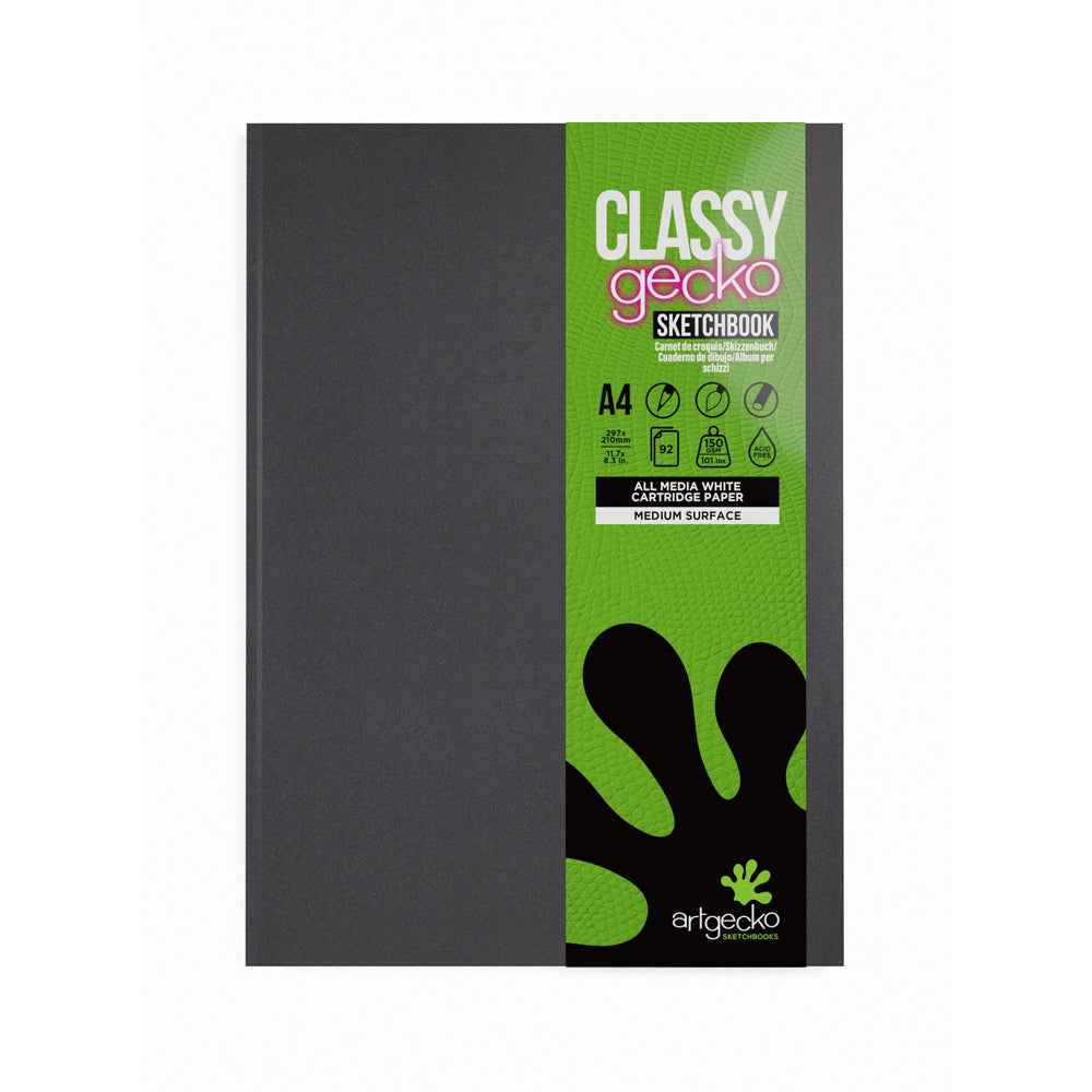 Artgecko Classy Sketchbook Casebound A4 92 Pages 46 Sheets 150gsm White Paper - Cafe Supply