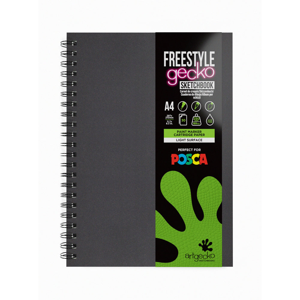 Artgecko Freestyle Sketchbook A4 60 Pages 30 Sheets 250gsm White Hybrid Paper - Cafe Supply