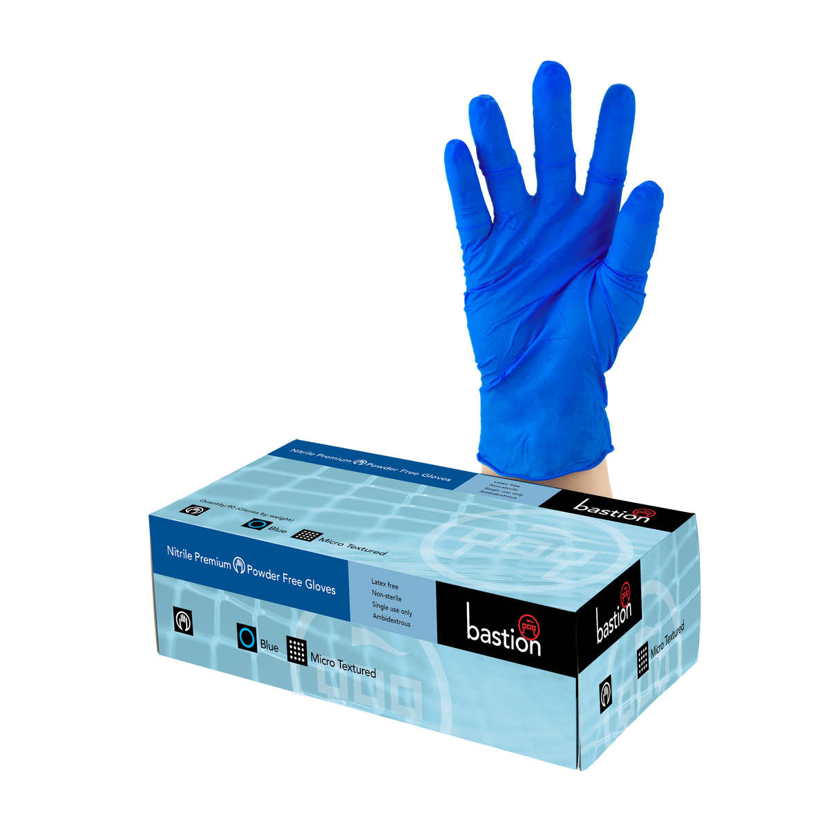 Bastion Nitrile Premium Blue P/F Small Gloves