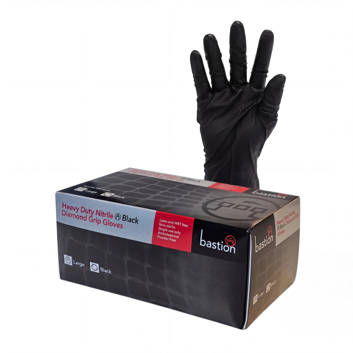 Bastion Black Nitrile Diamond Grip, Large