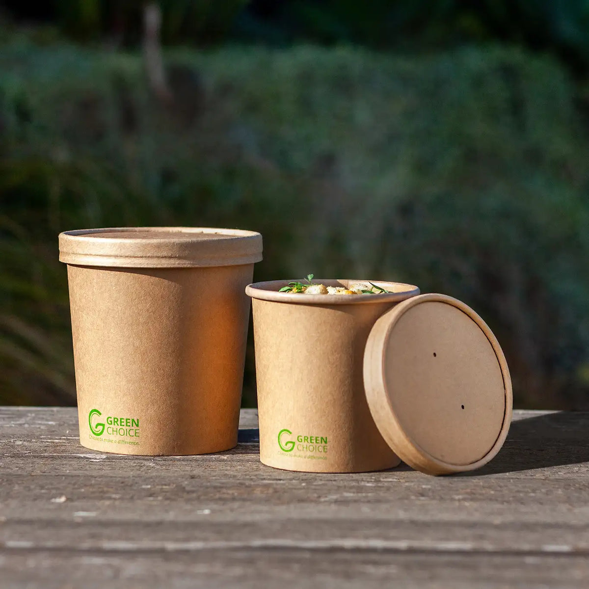 Green Choice Kraft Lids to fit 16oz soup bowls