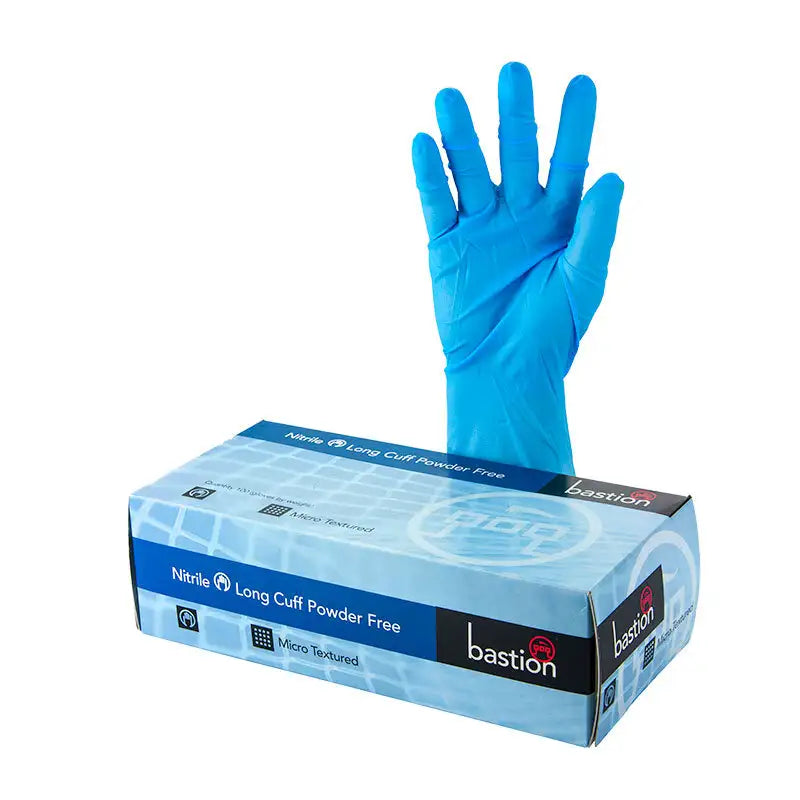 Bastion Nitrile P/F Large Gloves 300mm Cuff