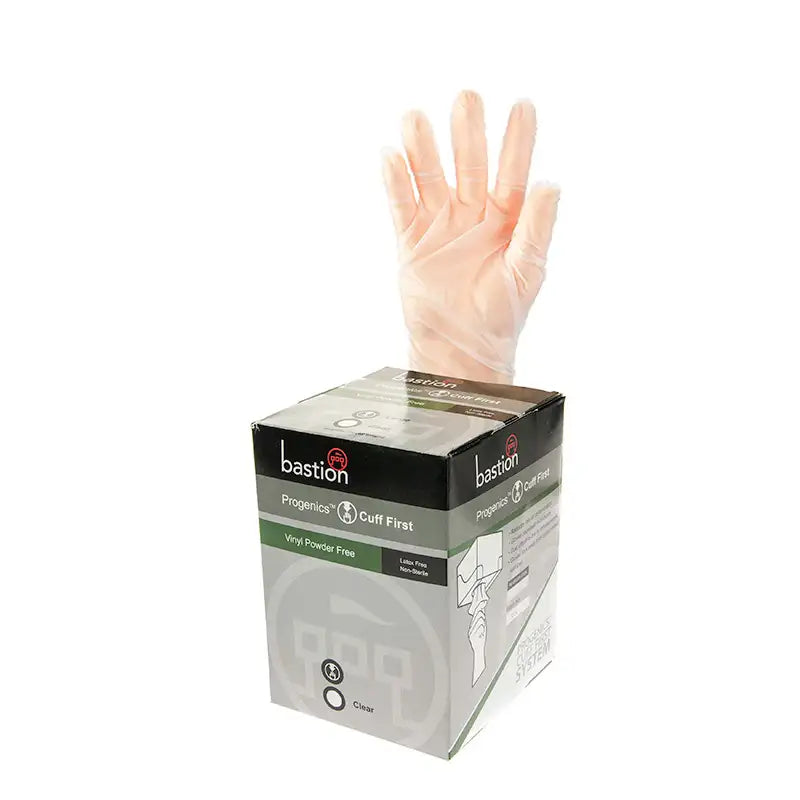 Bastion Progenics Vinyl P/F Clear Large Gloves