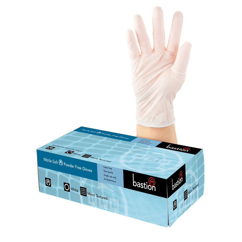 Bastion Nitrile Soft White P/F X-Small Gloves