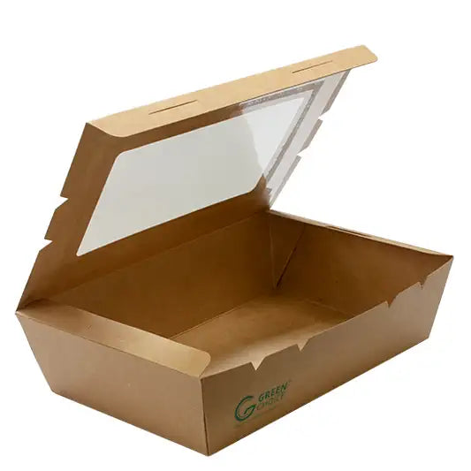 Green Choice Takeaway Box with window Kraft PLA - Medium