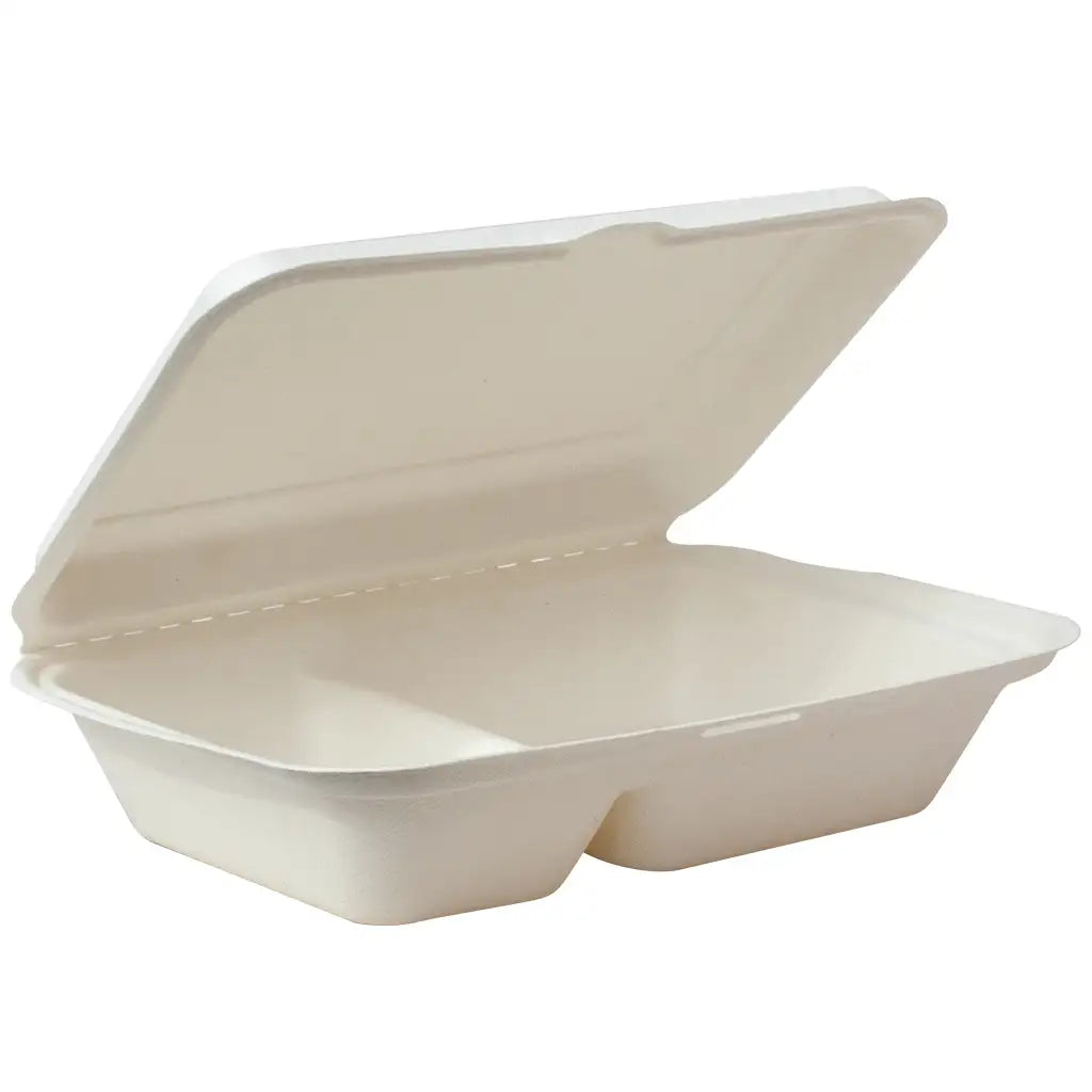 Green Choice Sugar Cane 2 Compartment Rectangular Clamshell