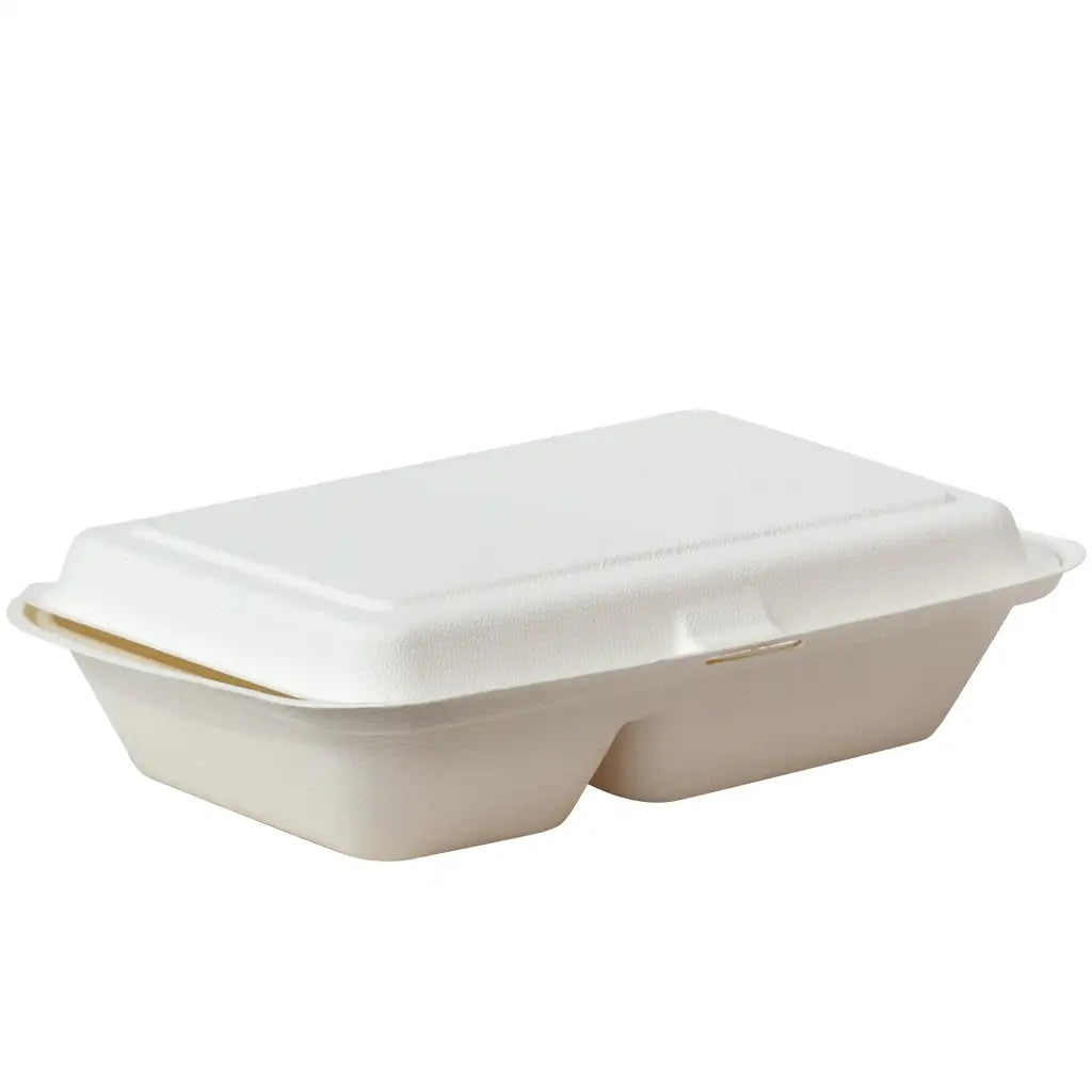 Green Choice Sugar Cane 2 Compartment Rectangular Clamshell