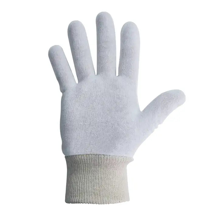 Bastion Polycotton Interlock Gloves Knitted Cuff Large, White