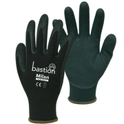 Bastion Milan Black Nylon Gloves, (10) X-Large