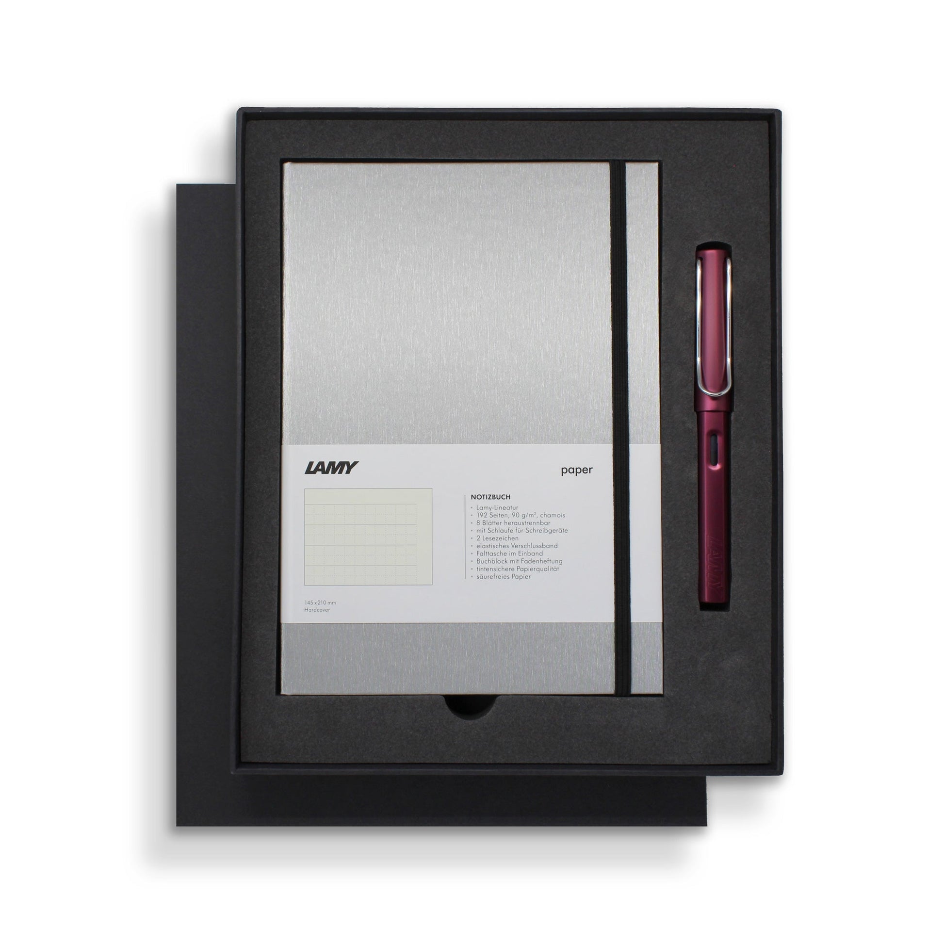 Lamy Notebook Fountain Pen Gift Set A5 Hard Cover Black/Purple - Cafe Supply
