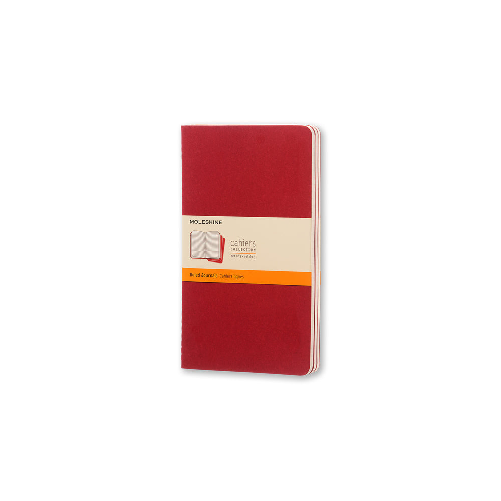 Moleskine Cahier Journals Large Cranberry Red Ruled Pack 3 - Cafe Supply