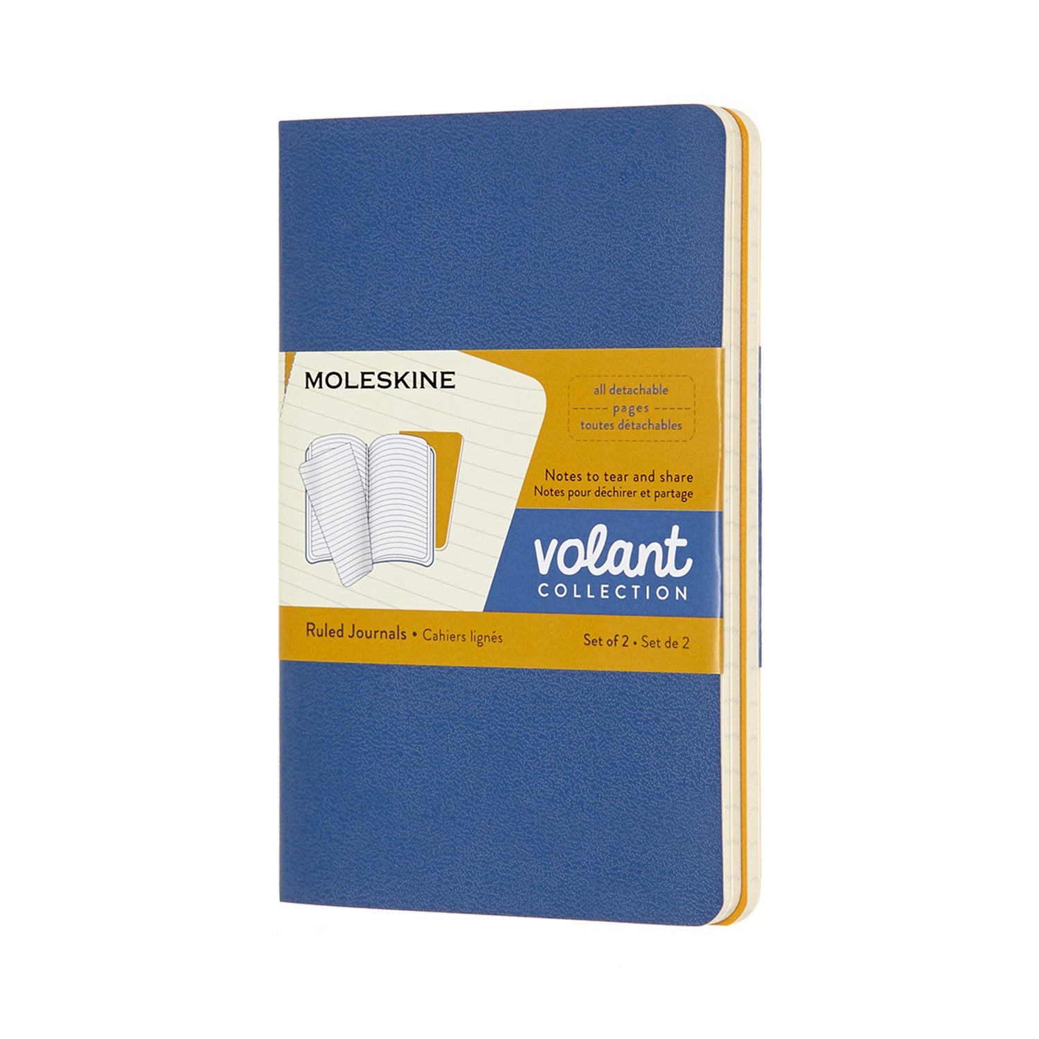 Moleskine Volant Journal Pocket Ruled Blue/Amber Yellow - Cafe Supply