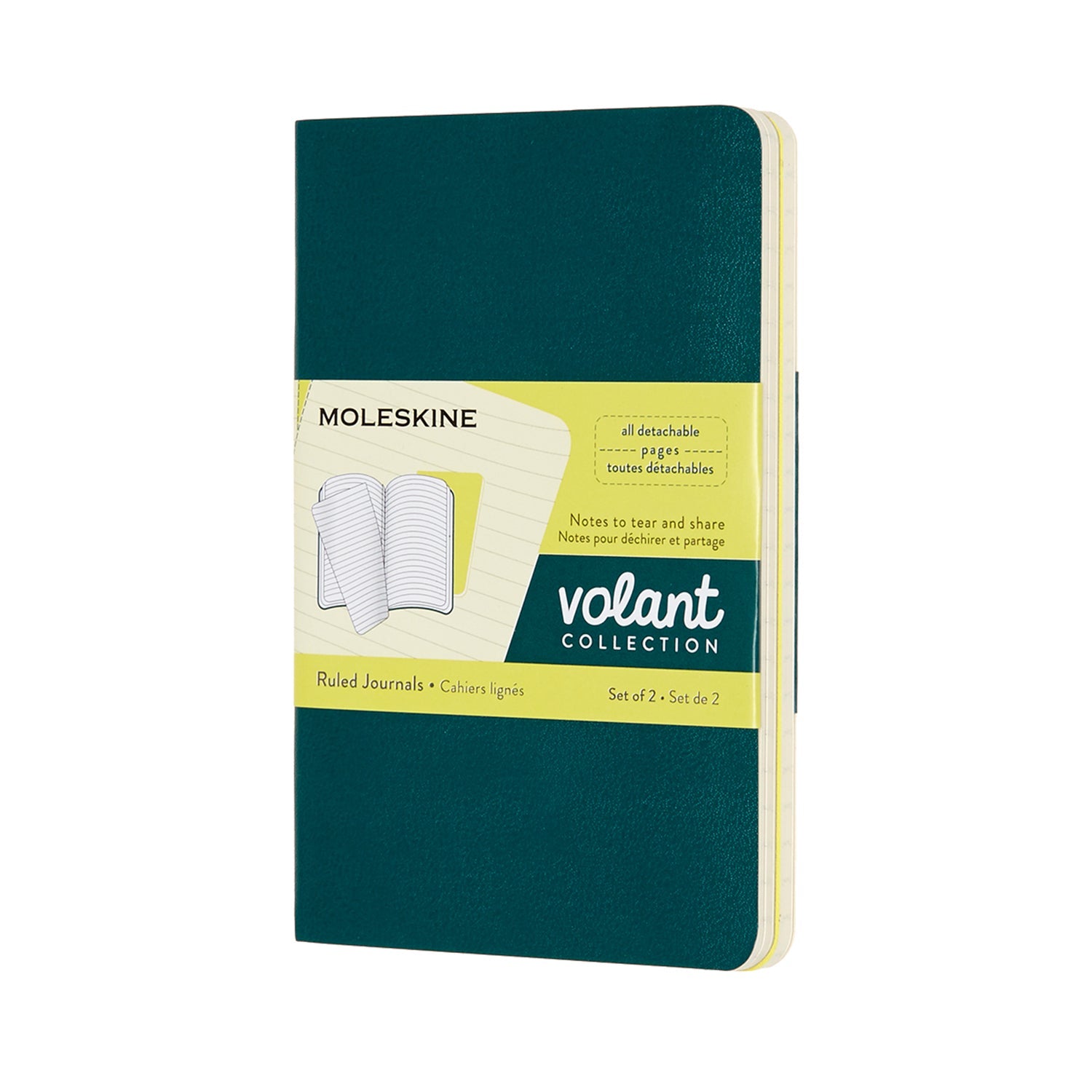 Moleskine Volant Journal Pocket Ruled Green/Lemon - Cafe Supply