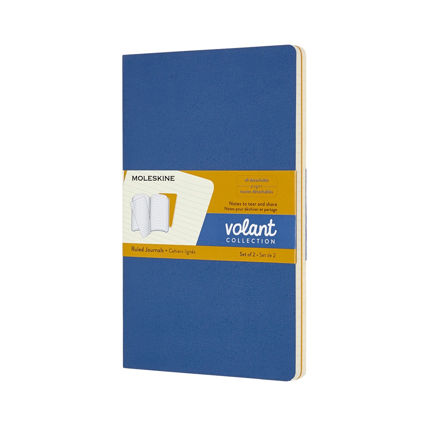 Moleskine Volant Journal Large Ruled Blue/Amber Yellow - Cafe Supply