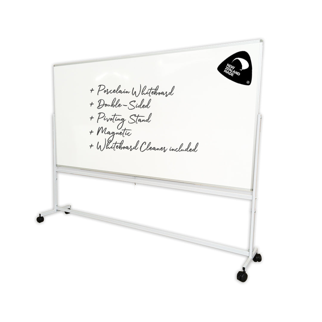 PORCELAIN WHITEBOARD + PIVOTING MOBILE STAND | Double Sided