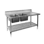 Premium Stainless Steel Double Sink Bench 600mm Deep - Cafe Supply