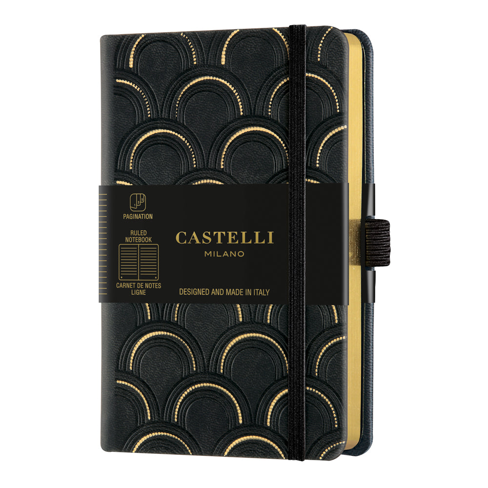 Castelli Notebook Copper and Gold Pocket Ruled Deco Gold - Cafe Supply