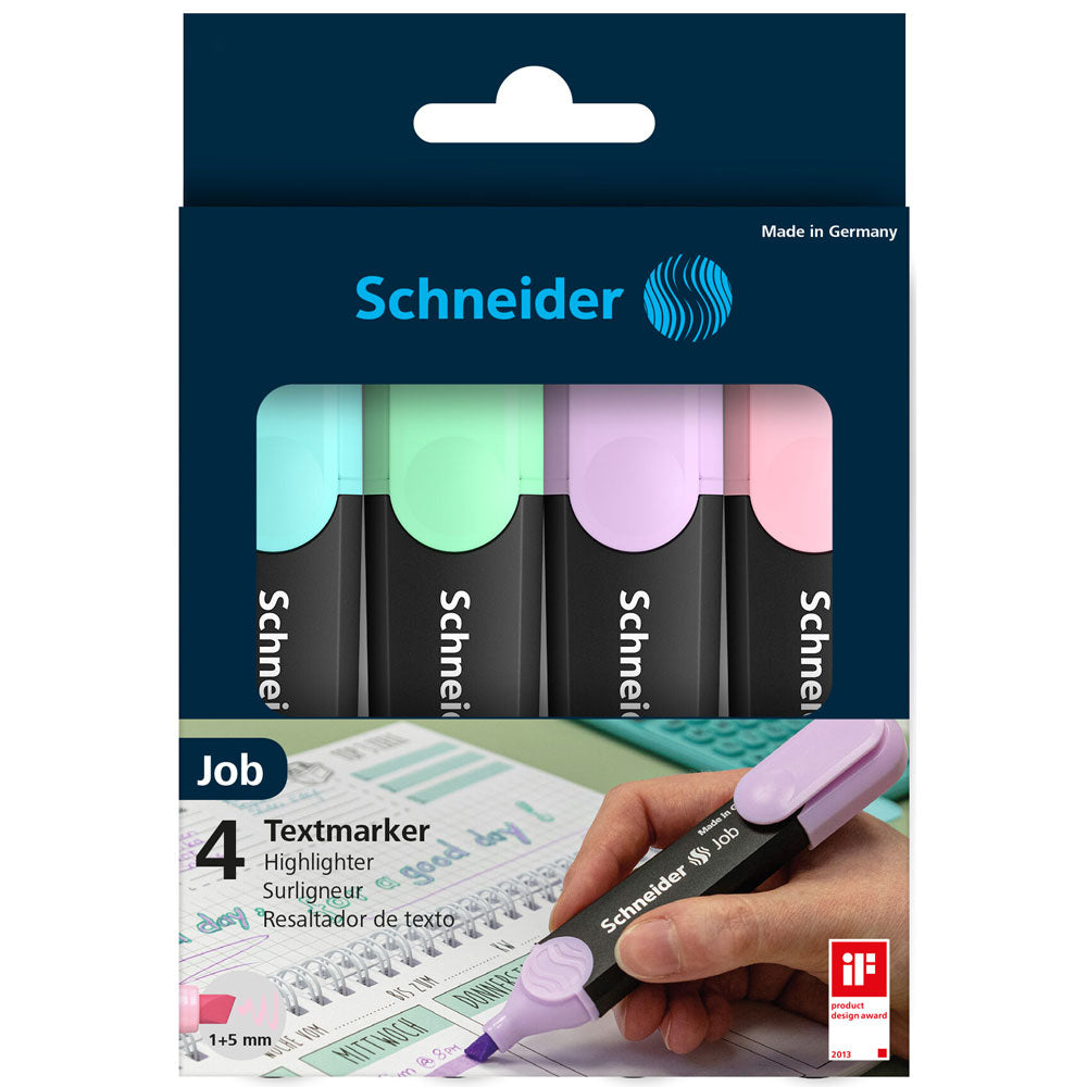 Schneider Highlighter Job Pastel Assorted Wallet 4 pieces - Cafe Supply