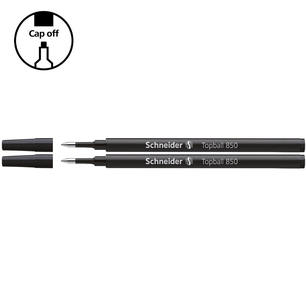 Schneider Pen Refill Rollerball 850 0.5mm Black 2 pieces (Fits Topball 811) - Cafe Supply