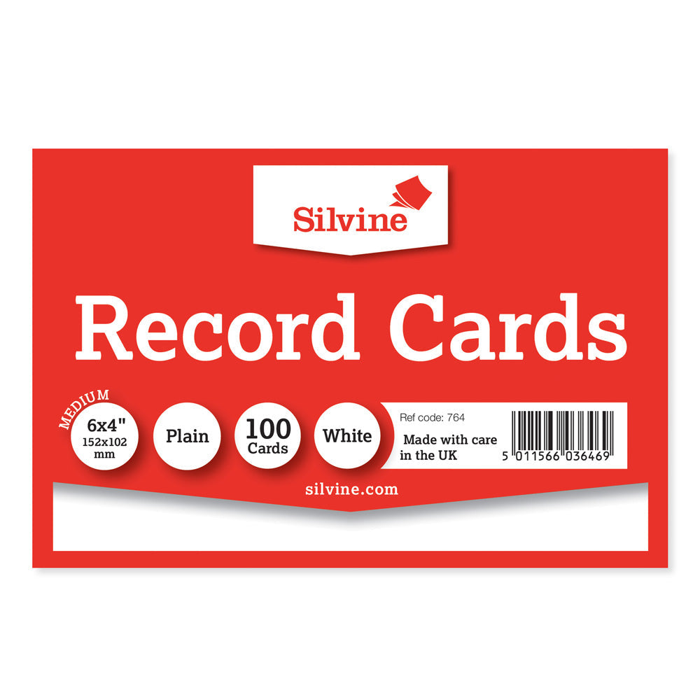 Silvine Record Cards 6x4 Plain - Cafe Supply