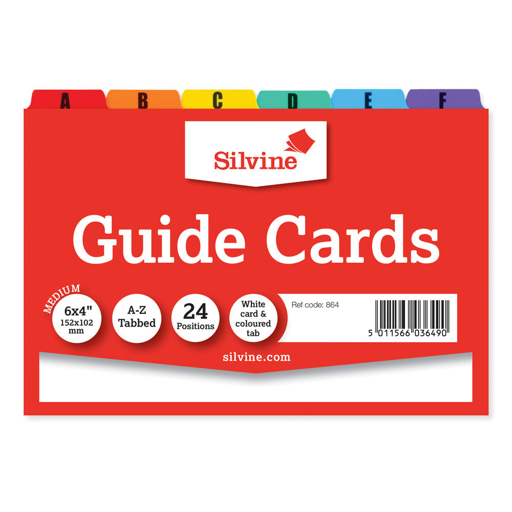 Silvine Guide Cards 6x4 A-Z Coloured Tabs - Cafe Supply